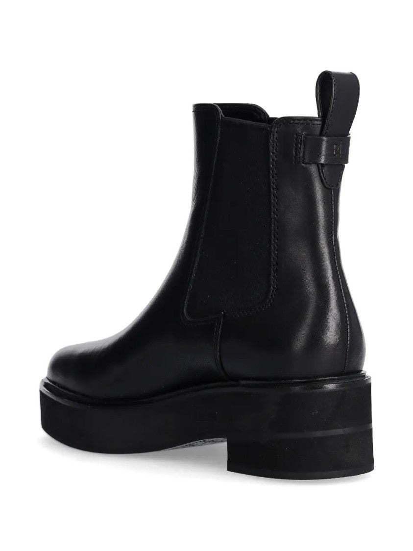 Lauren Ralph Lauren Black Adrianna Minimalist Leather Ankle Boots