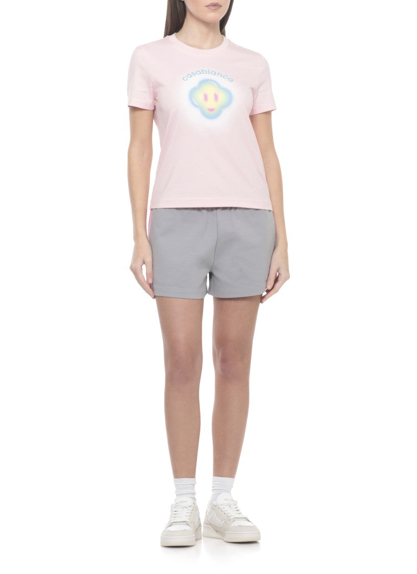 Casablanca Pink Airbrush Smiley Cotton T-Shirt