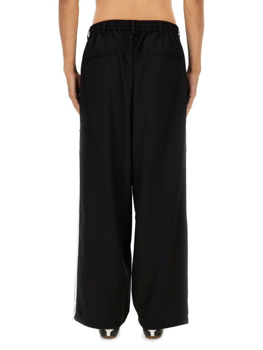 Y-3 Loose Black Jogger Pants With Adjustable Drawstring And Striped Details