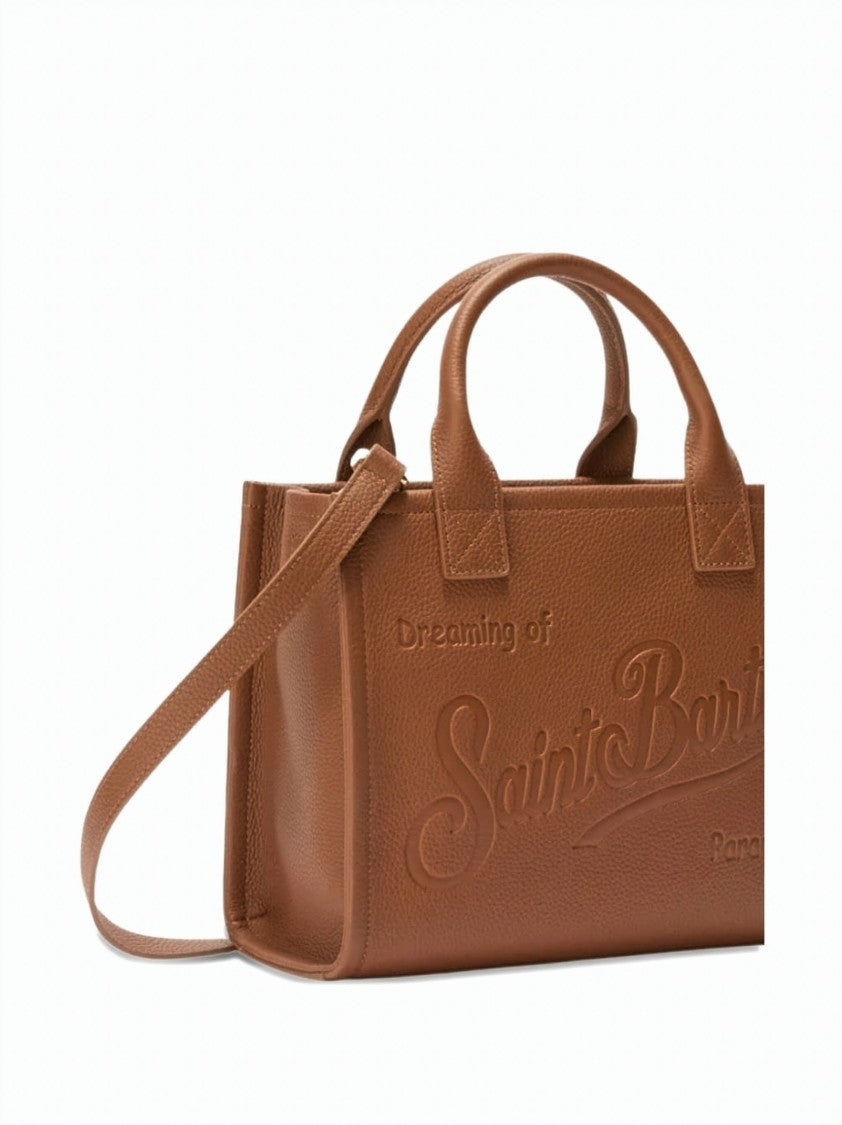 Mc2 Saint Barth Structured Camel Leather Handbag