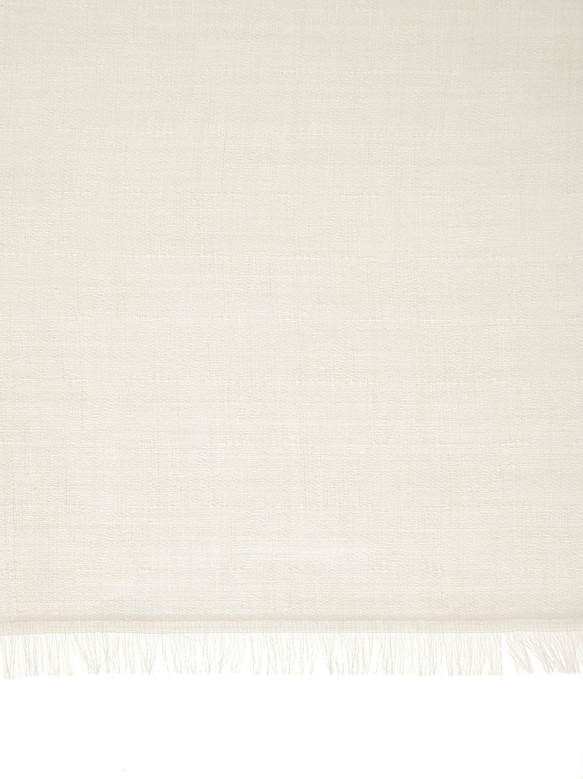 Max Mara Mxapaniere Delicate Off White Fringed Scarf