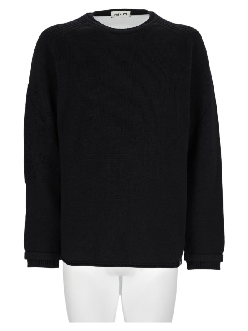 Premiata Black Relaxed Fit Ribbed Knit Sweater