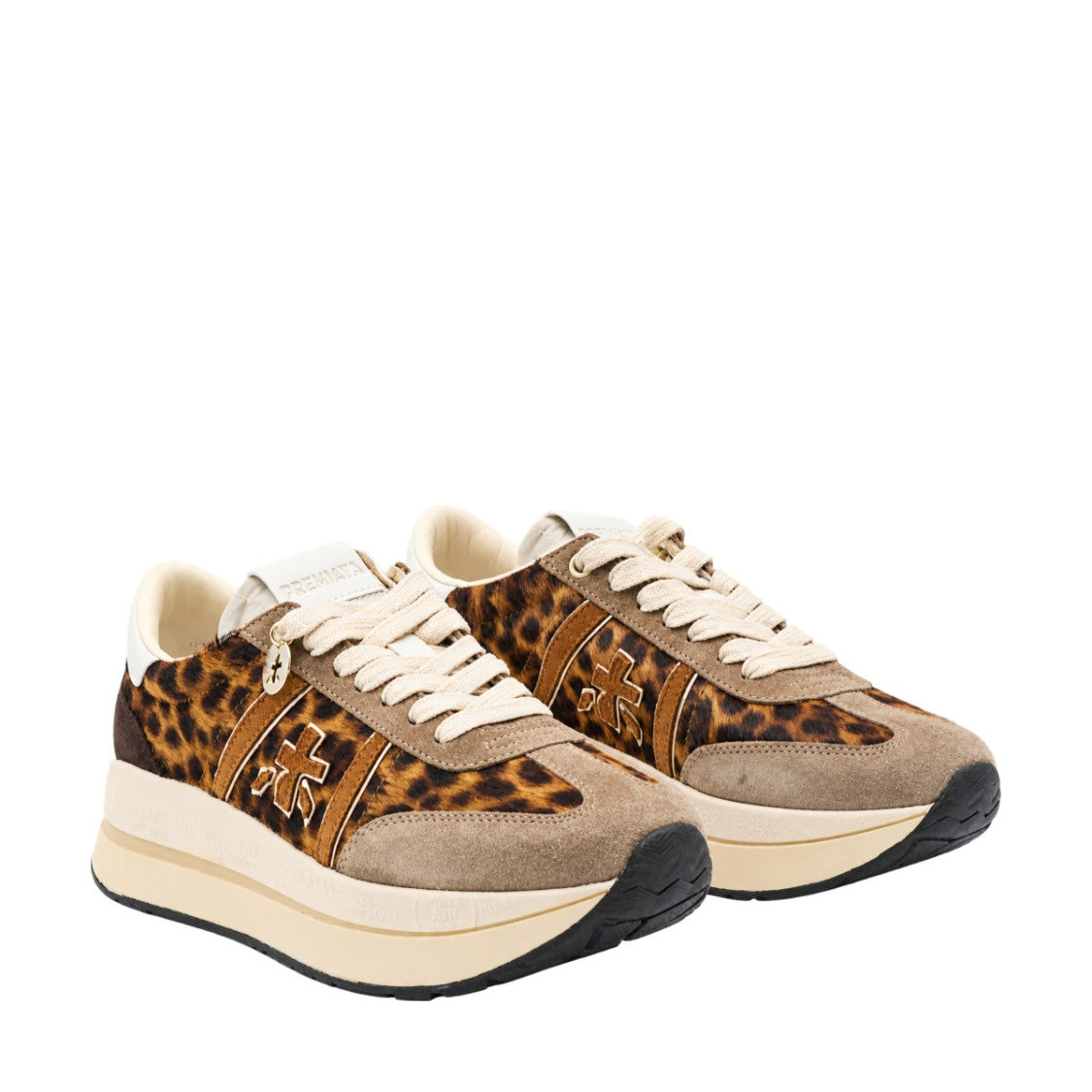 Premiata Leopard Print Suede Platform Sneakers