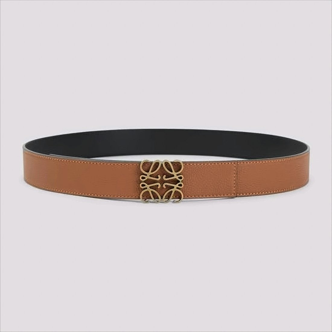 Loewe Dual-Tone Calf Leather Belt With Ornate Gold Buckle
