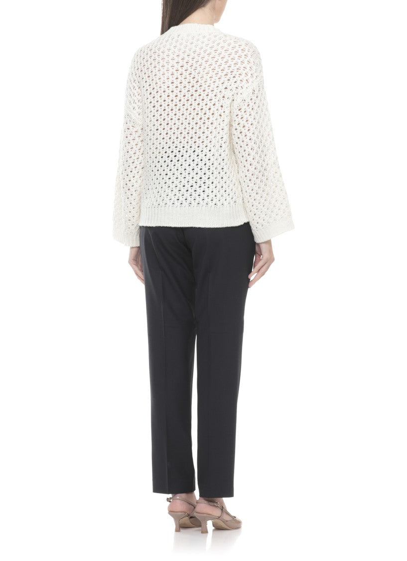Fabiana Filippi Ivory Sequin Perforated Perforated Sweater