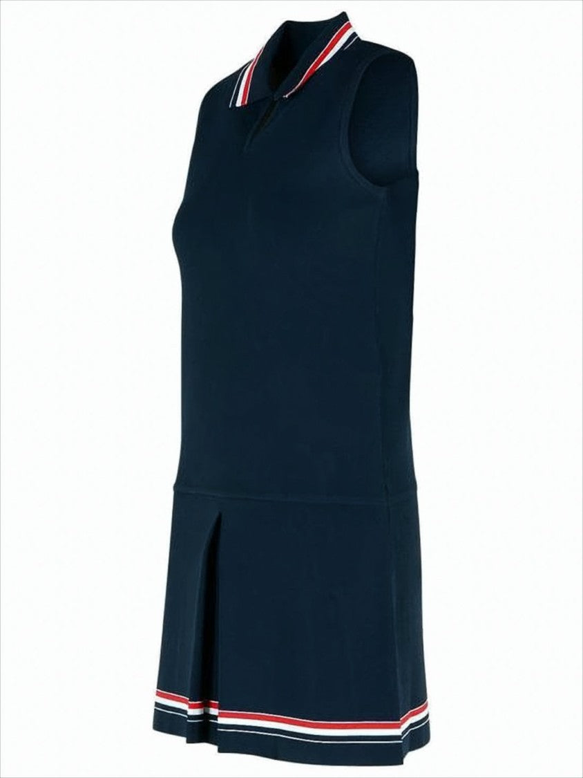 Thom Browne Sleeveless Polo Collar Short Dress With Keyhole Detail