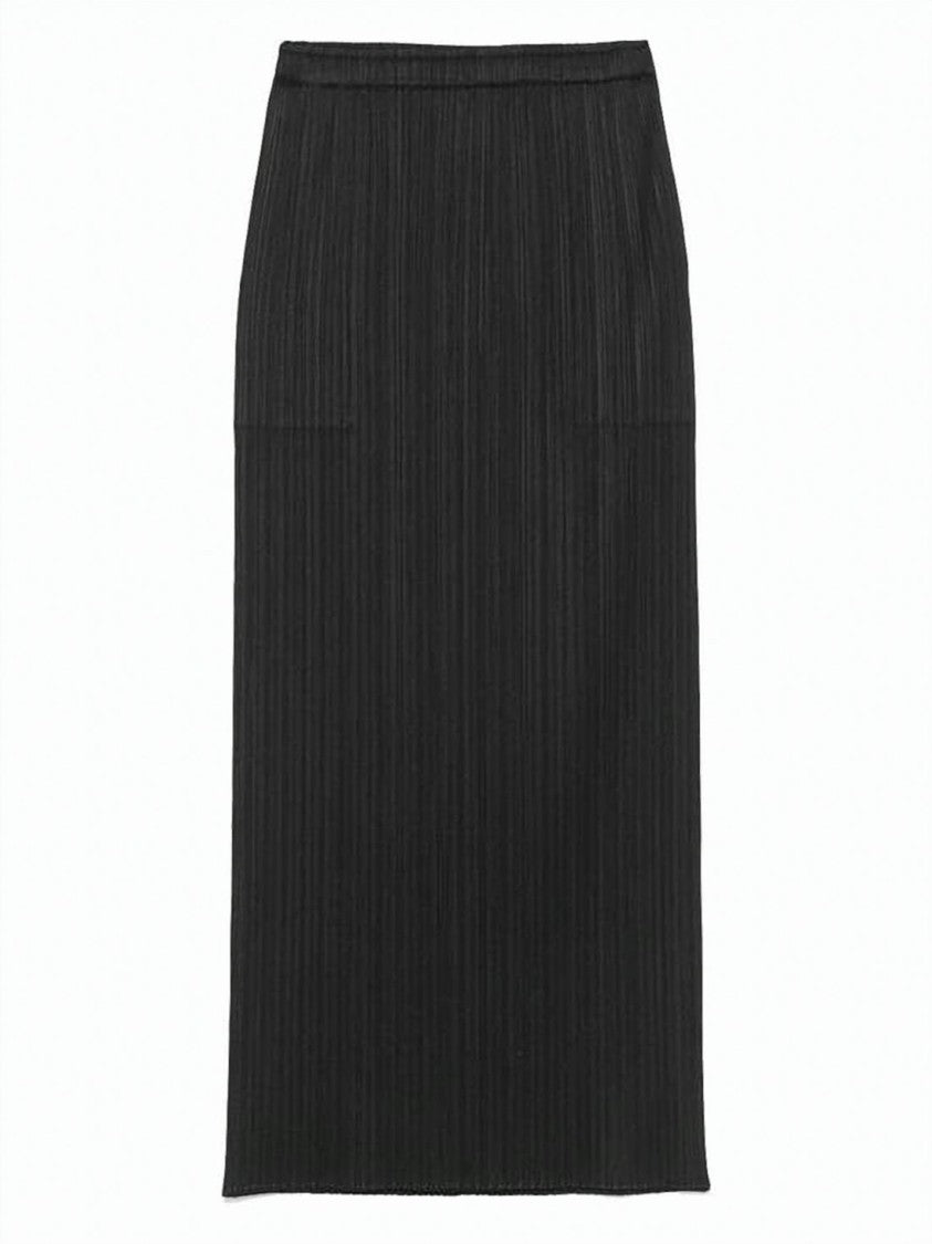Pleats Please Midi Skirt With Vertical Pleats And Elastic Waistband