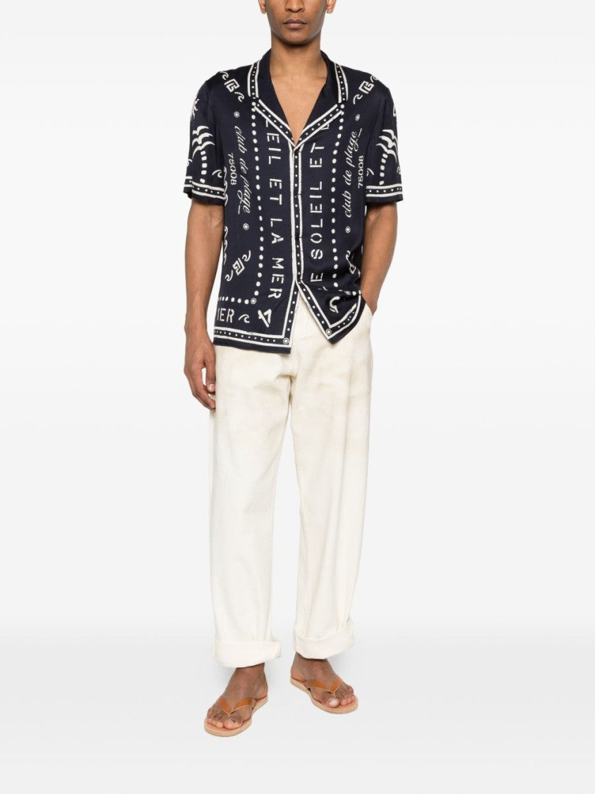 Balmain Silk And Nylon Point Collar Shirt
