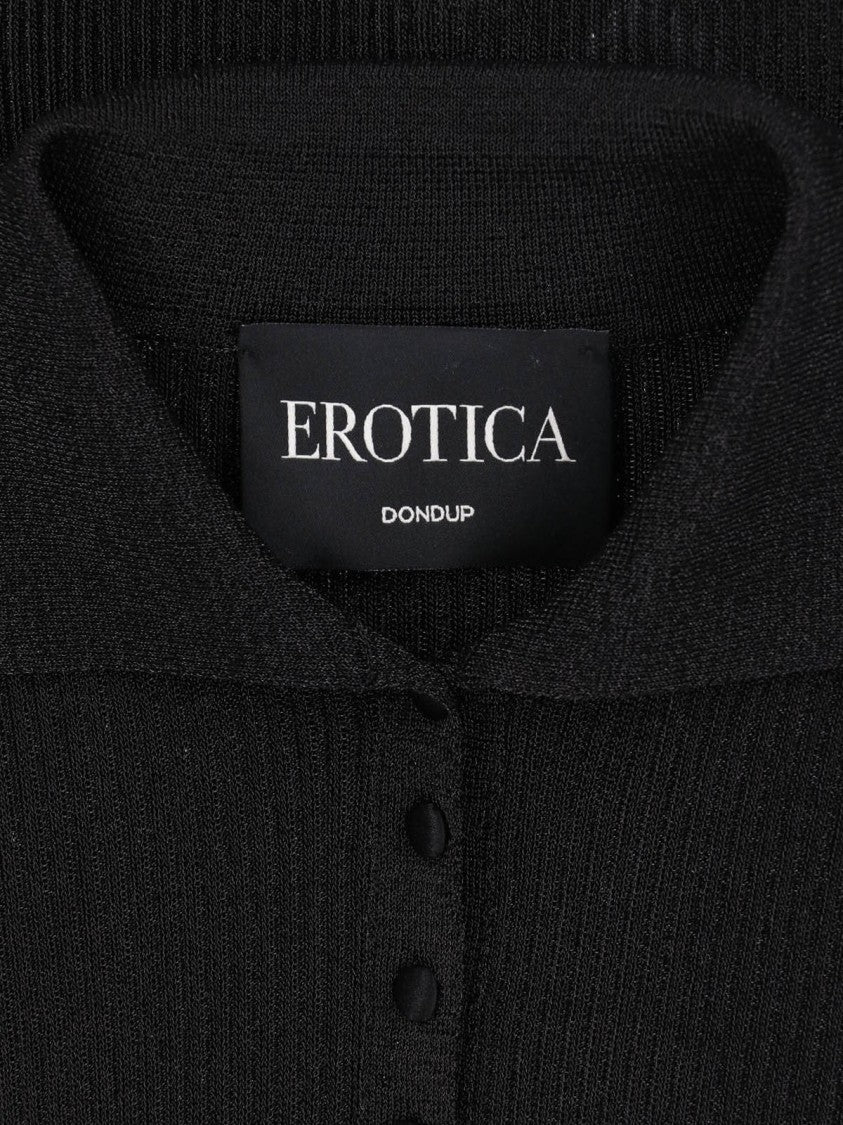 Dondup Black Lurex Knit Ribbed Shirt
