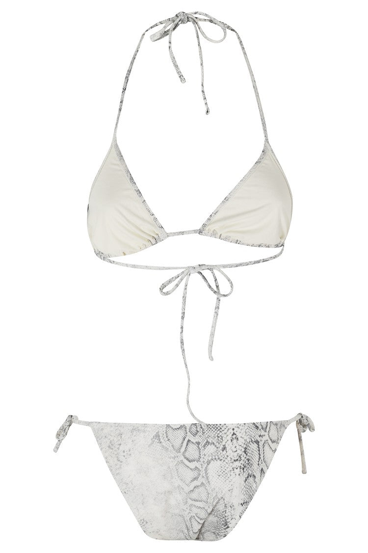 Federica Tosi Sand Python Bikini Triangle Python-Print Nylon Bikini