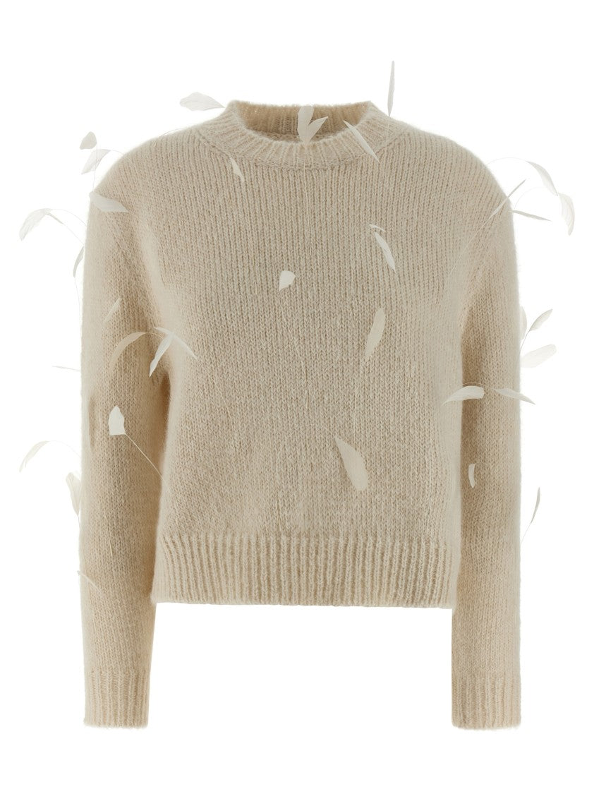 Jil Sander Alpaca And Wool Sweater With Tone-On-Tone Feather Application
