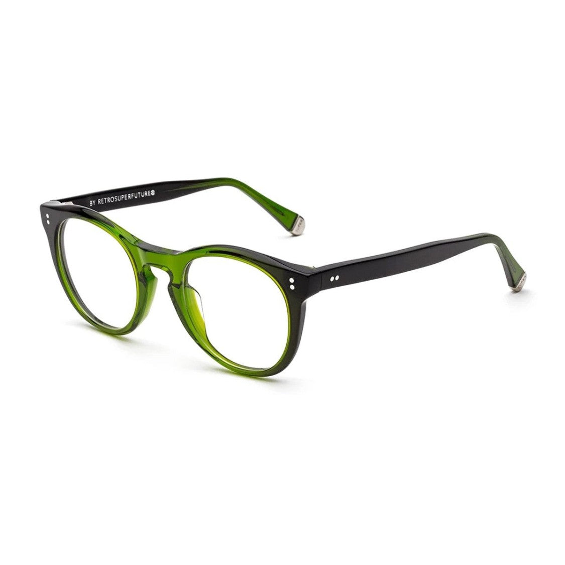 Retrosuperfuture Bottle Green Numero 28 Celluloid Round Eyeglasses