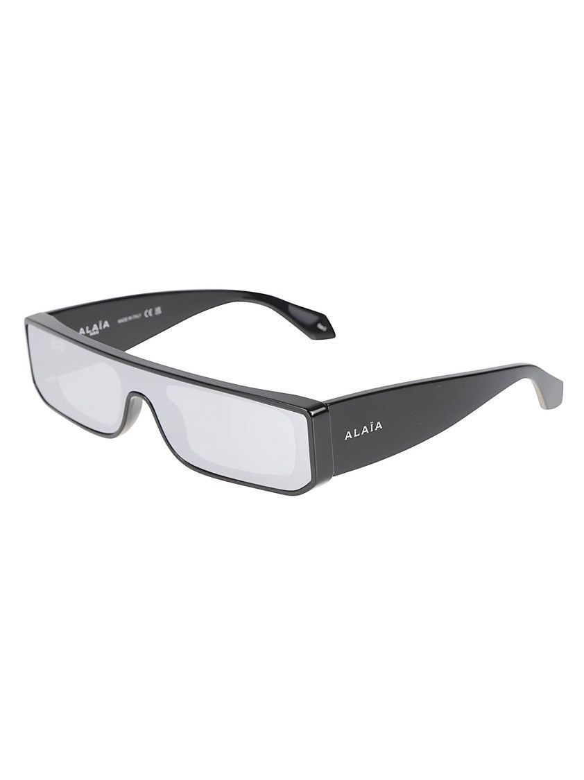 Alaïa Rectangular Frame Sunglasses With Glossy Black Finish