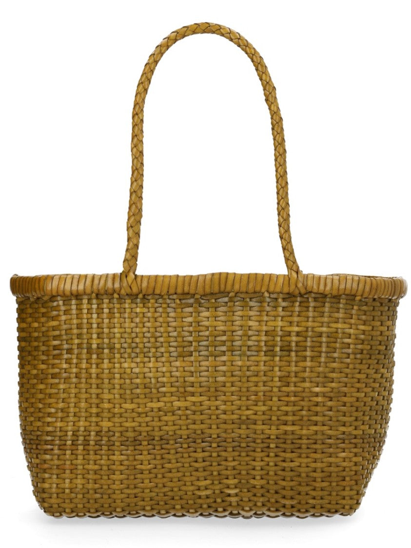 Dragon Diffusion Brown Woven Leather Textured Tote Bag