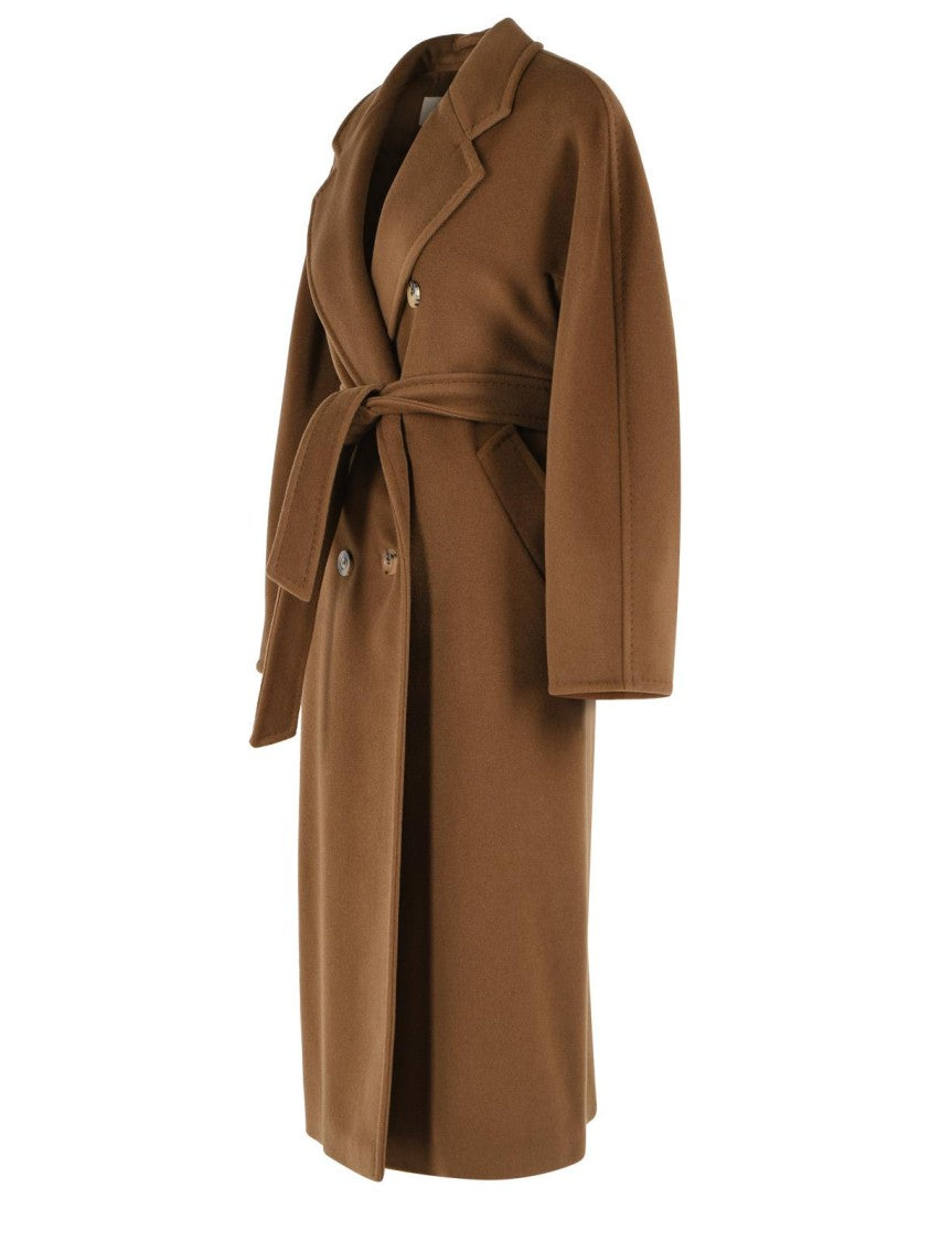 Max Mara Madame' Virgin Wool And Brown Cashmere Coat