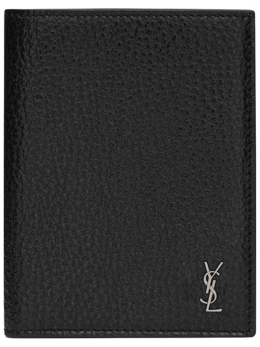 Saint Laurent Cassandre Compact Textured Bifold Wallet