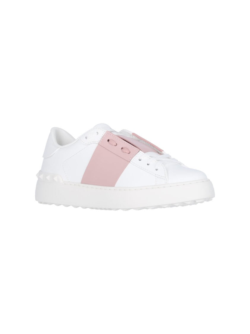 Valentino Garavani Rockstud Untitled Sneakers With Contrast Pink Accents