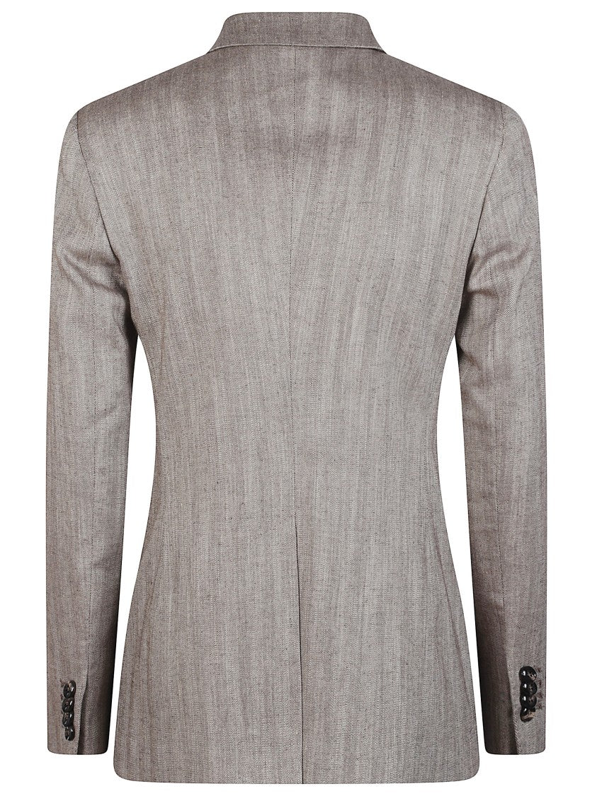 Tagliatore Brown Double Breasted Peak Lapels Blazer