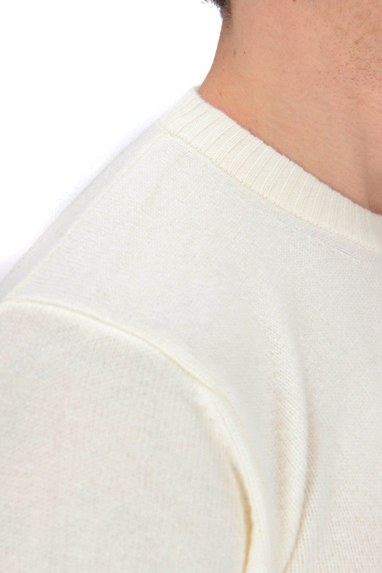 Herno Wool-Cashmere Crewneck Sweater With Suede Patches