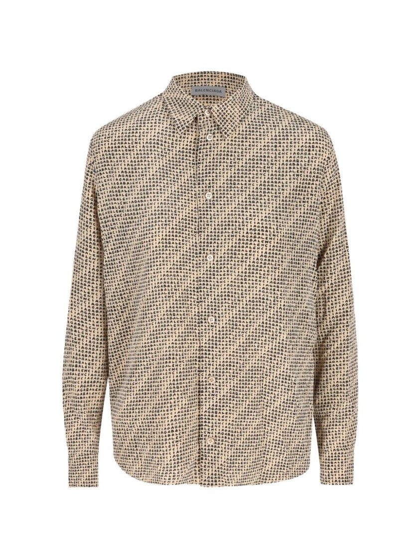 Balenciaga Silk Crepe Monogram Printed Balenciaga Shirt