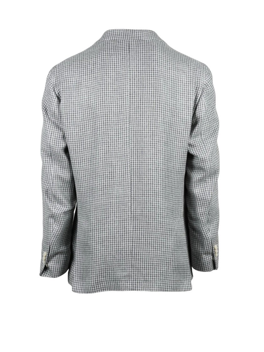 L.B.M. 1911 White Grey Linen Silk Cotton Blazer Jacket