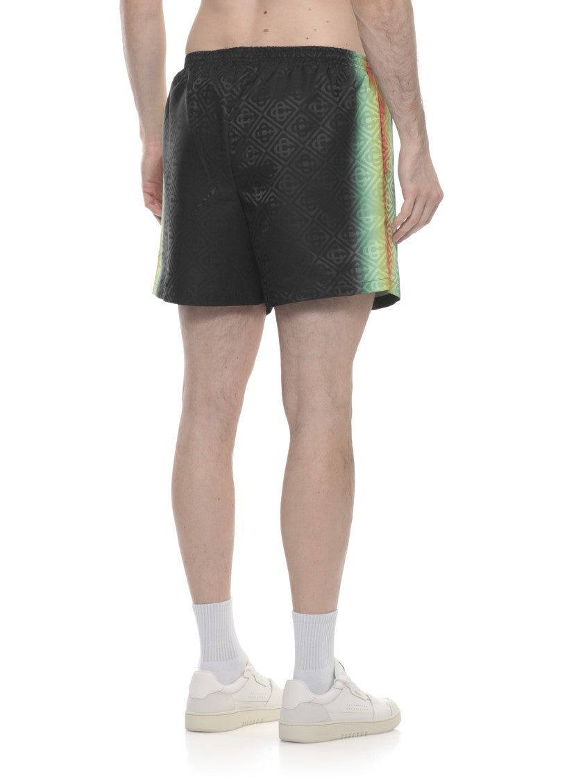 Casablanca Black Monogram Pattern Swim Shorts