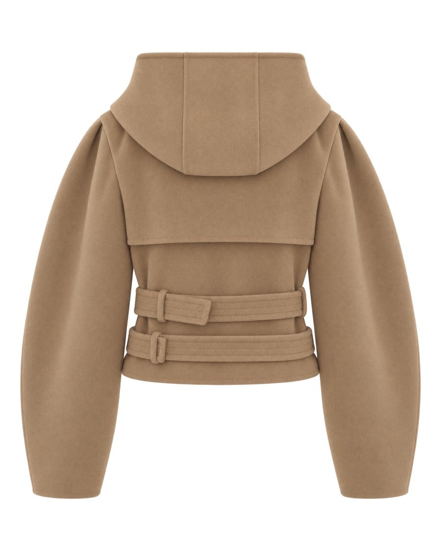 Ganni Tiger's Eye Short Double Cotton Trench Jacket