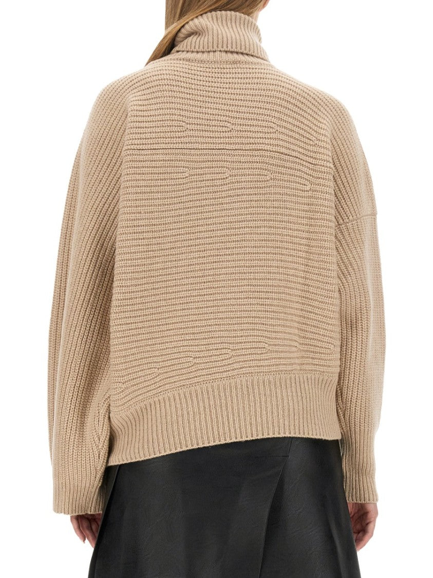 Stella Mccartney Textured Knit Oversized Turtleneck Shirt