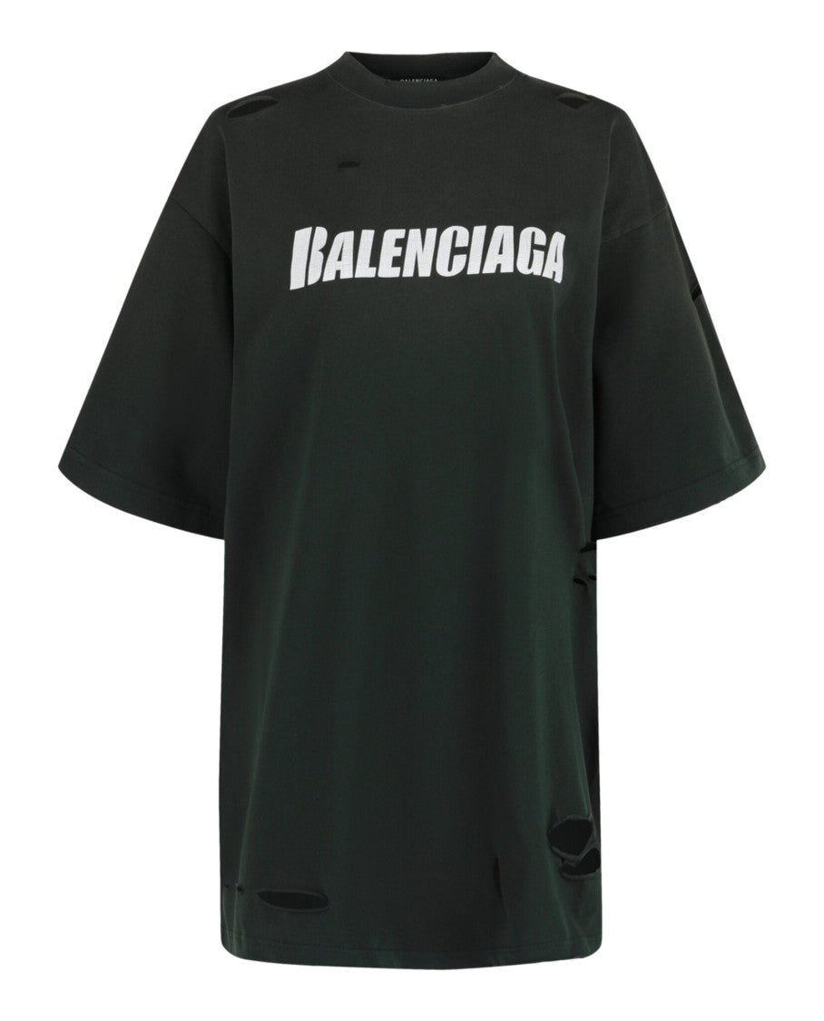 Balenciaga Caps Destroyed Boxy Fit T-Shirt