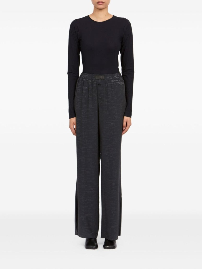 Mm6 By Maison Margiela Wide-Leg Grey Trousers With Textured Finish