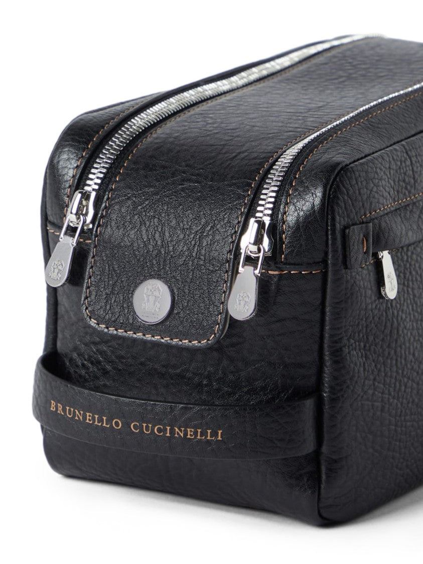 Brunello Cucinelli Textured Calf Leather Beauty Case
