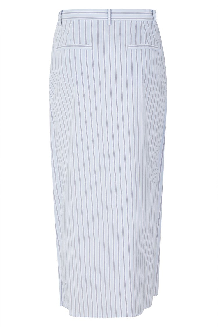 Isabelle Blanche Heavenly Striped Front-Knot Cotton-Blend Midi Skirt