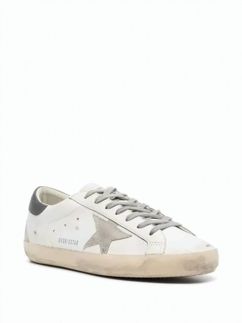 Golden Goose Distressed White Leather Low-Top Sneakers