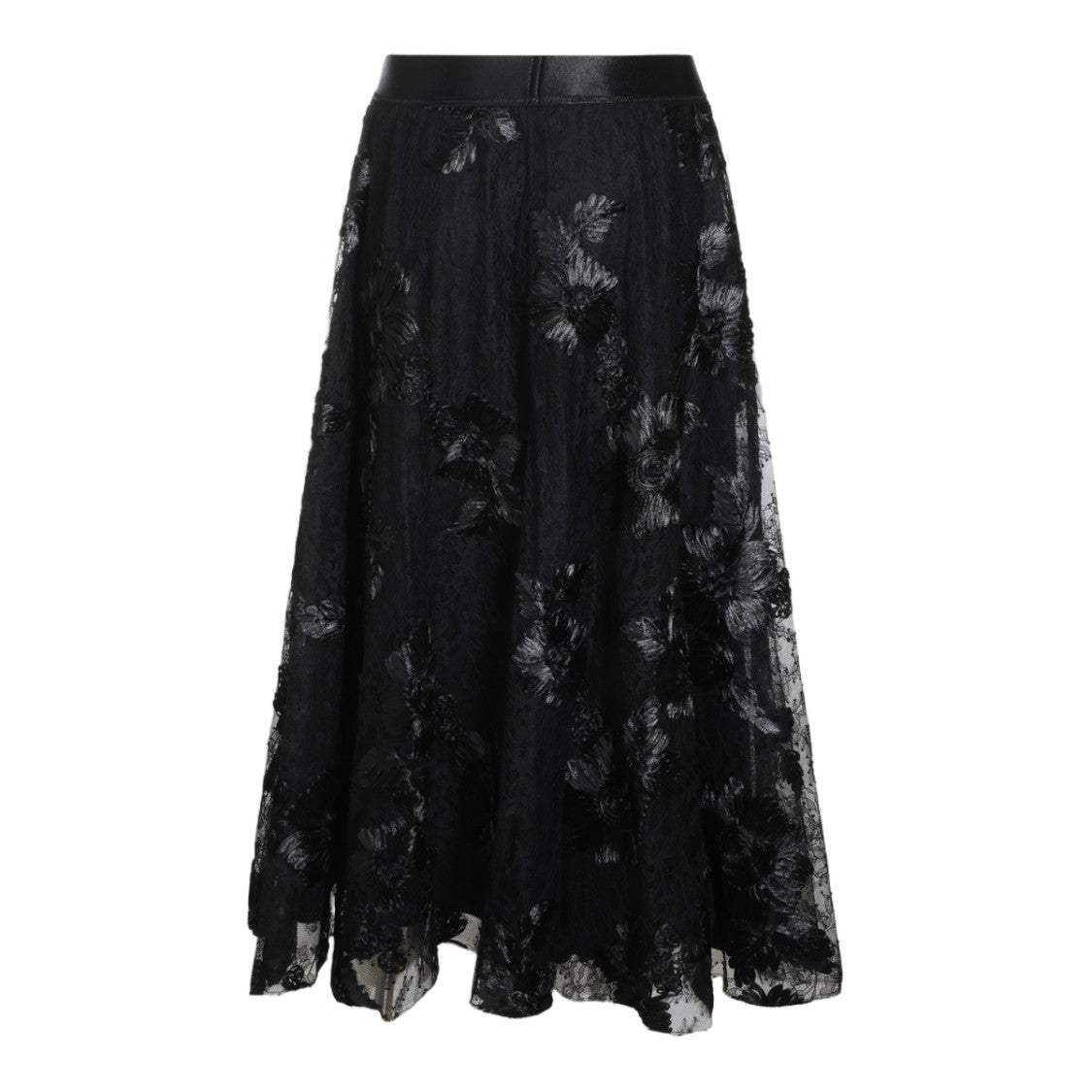 Nissa Floral Lace Overlay A-Line Skirt