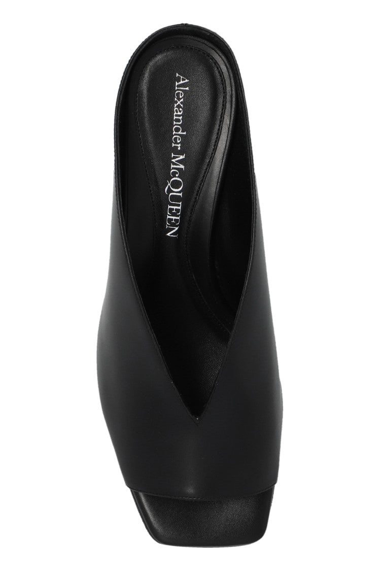 Alexander Mcqueen Contemporary Black Leather Slides