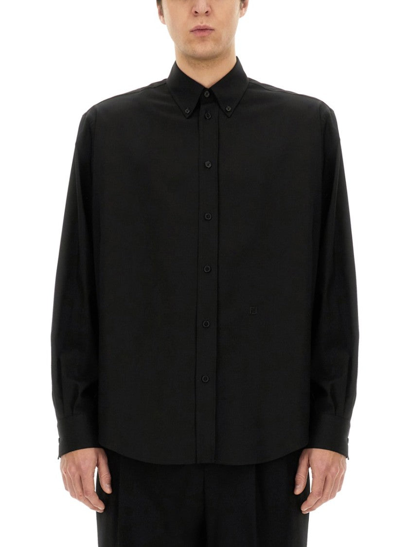 Fendi Tailored Black Wool Shirt