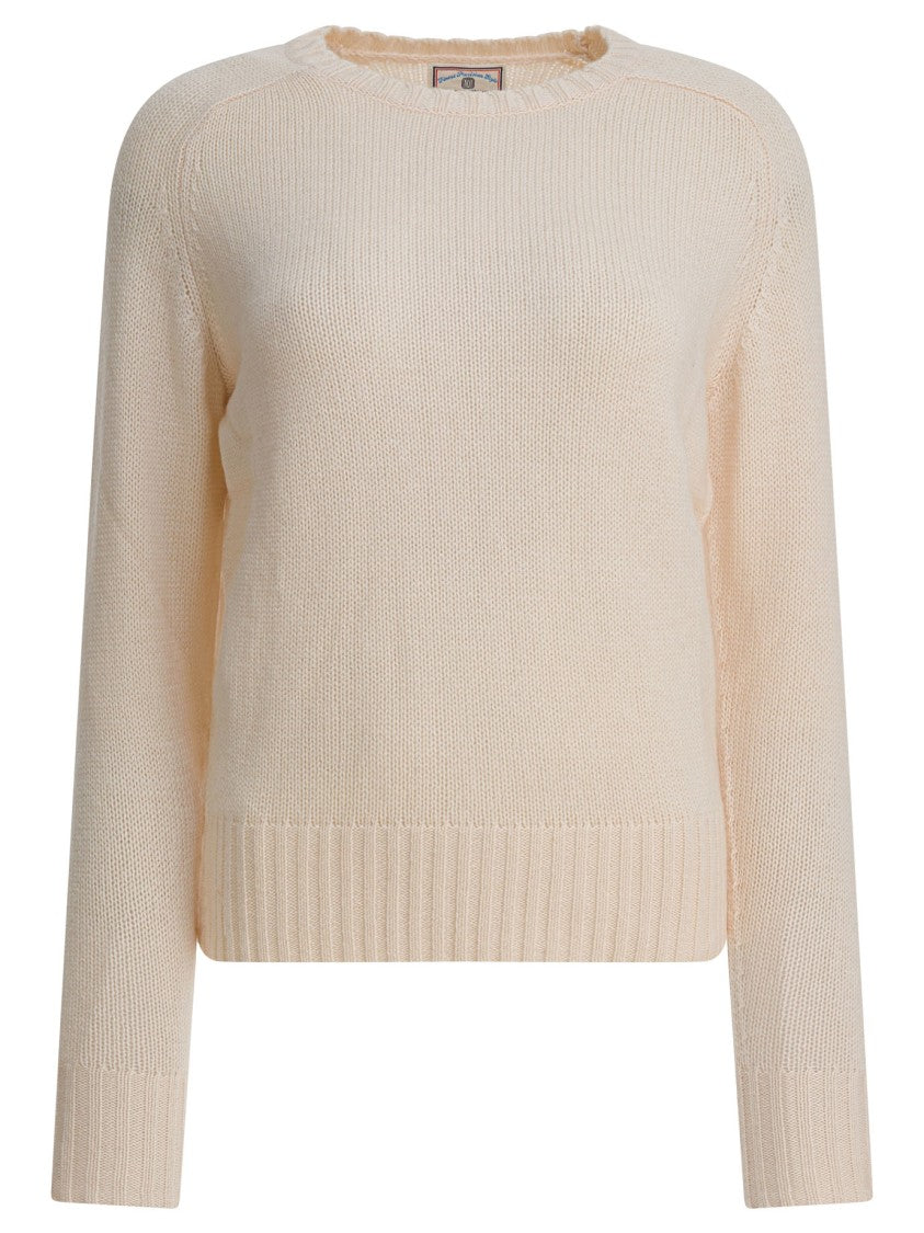 Ines De La Fressange Beige Knit Sweater With Classic Round Neckline