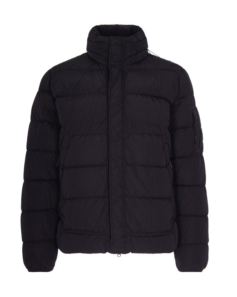 C.P. Company Padded Nylon Jacket With Hidden Hood And Iconic Logo Patch