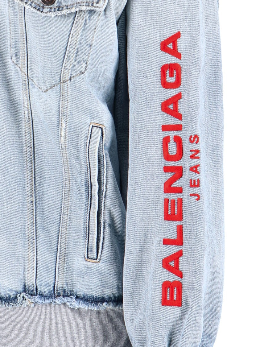 Balenciaga Denim Hoodie Jacket – Blue/Grey