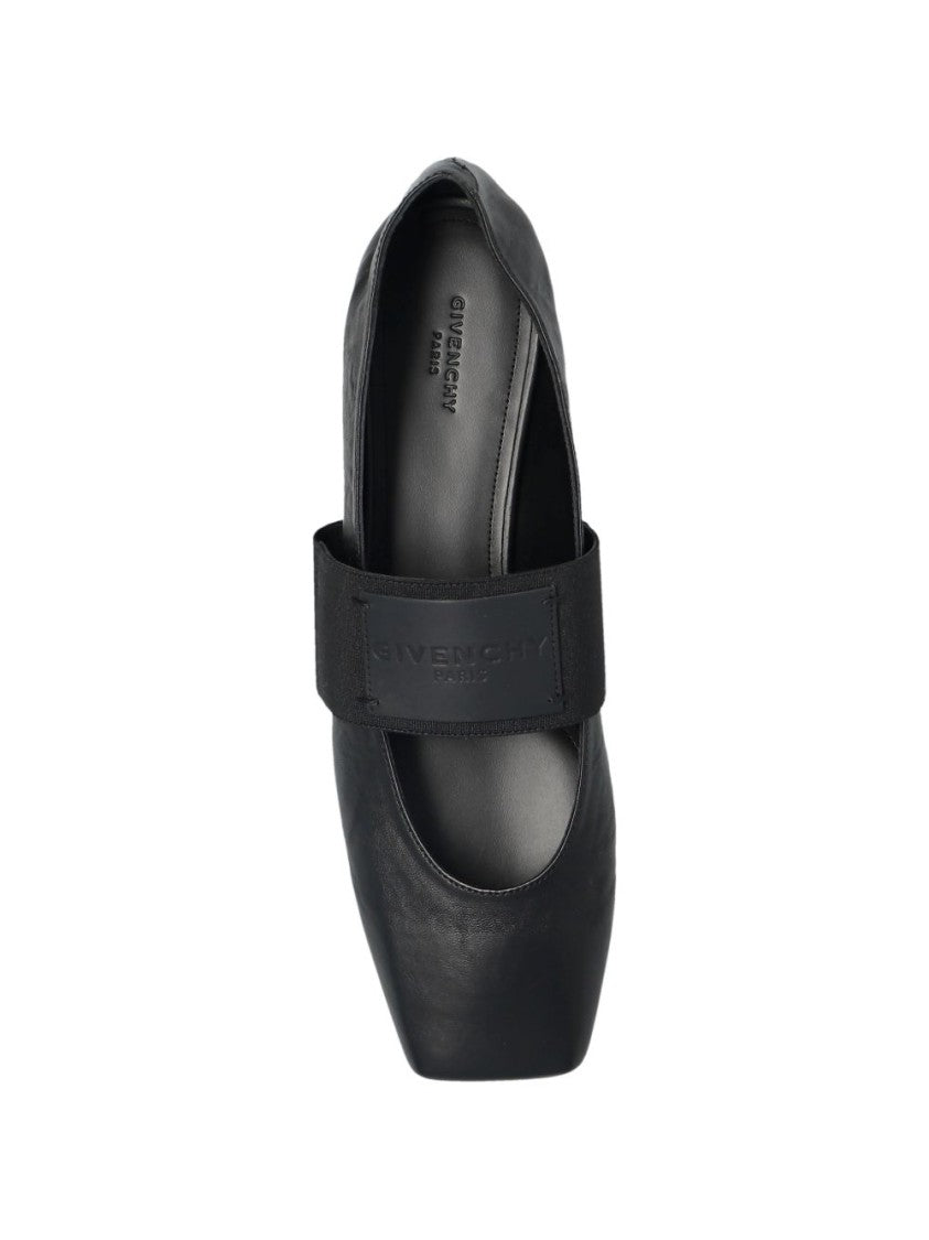 Givenchy Black Minimalist Square Toe Leather Flats