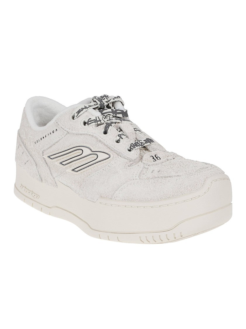 Balenciaga Brushed Suede Calfskin Low-Top Sneakers With Iconic Sports Motifs