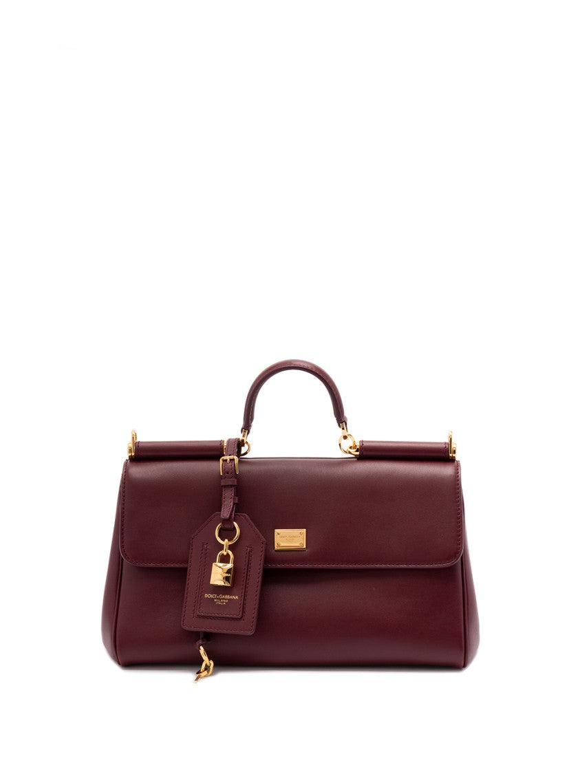 Dolce & Gabbana Structured Calf Leather Handbag With Carrying Options