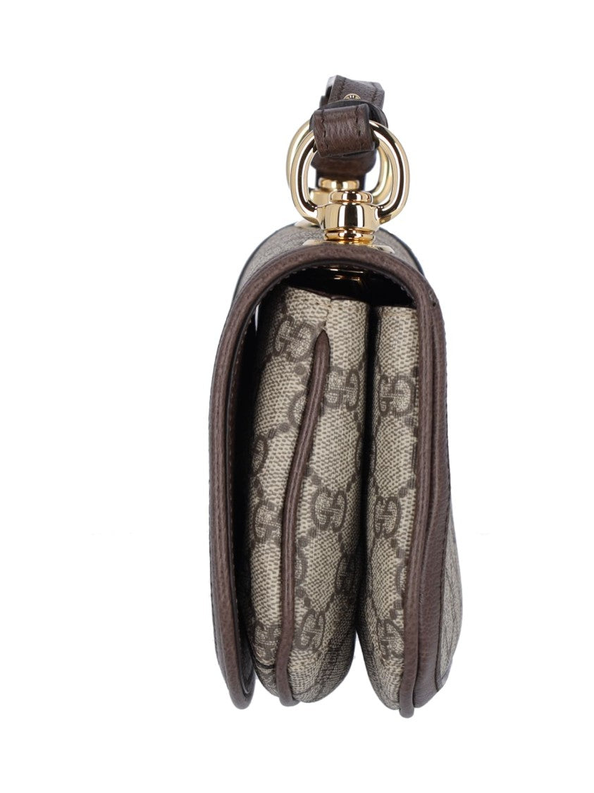 Gucci Mini Handbag With Gg Supreme Logo Design And Gold Accents