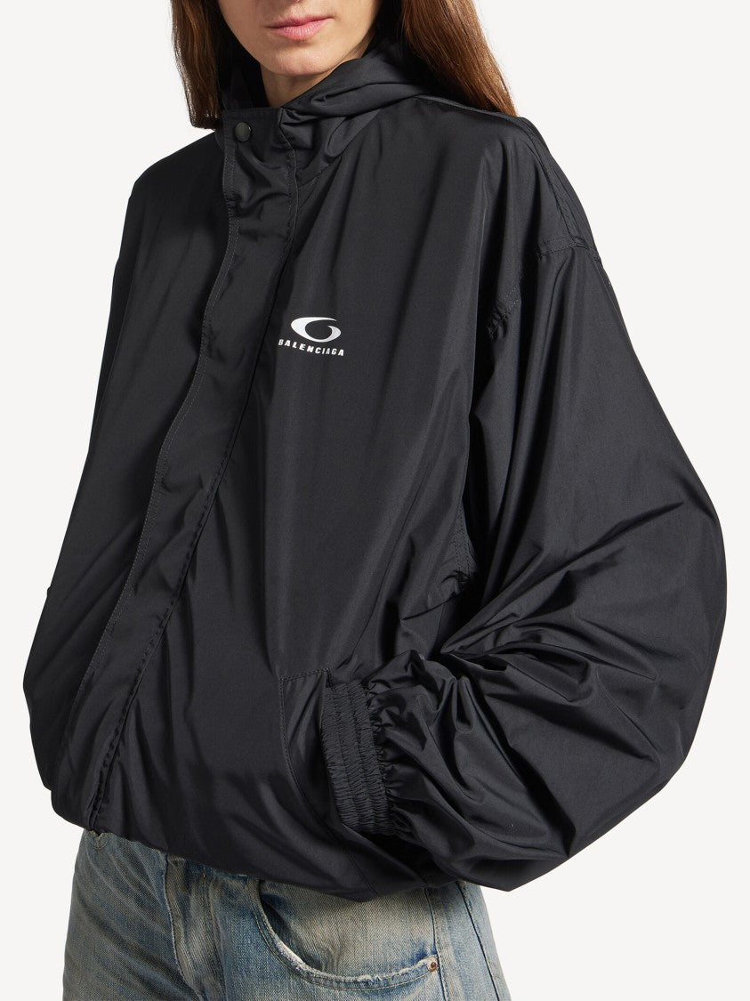 Balenciaga Black Folded Windbreaker Cropped Oversized Jacket