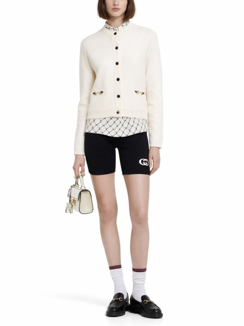 Gucci Cropped Knit Cardigan With Decorative Clamp Details