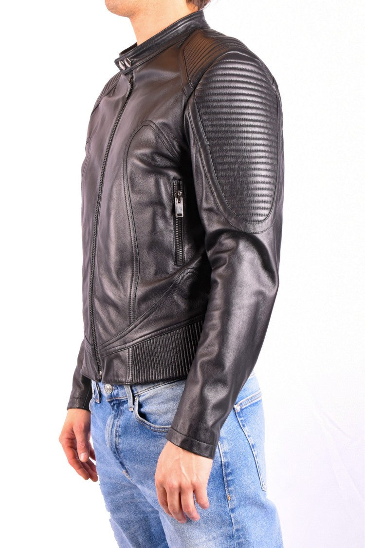 Les Hommes Urban Black Leather Jacket