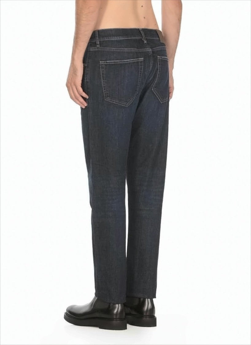 Pt Torino Straight-Leg Denim Pants With Dark Indigo Wash And Five-Pocket Design