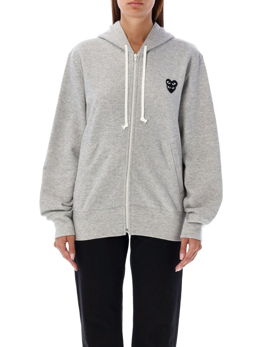 Comme Des Garçons Zipped Hoodie With Black Double-Heart Patch