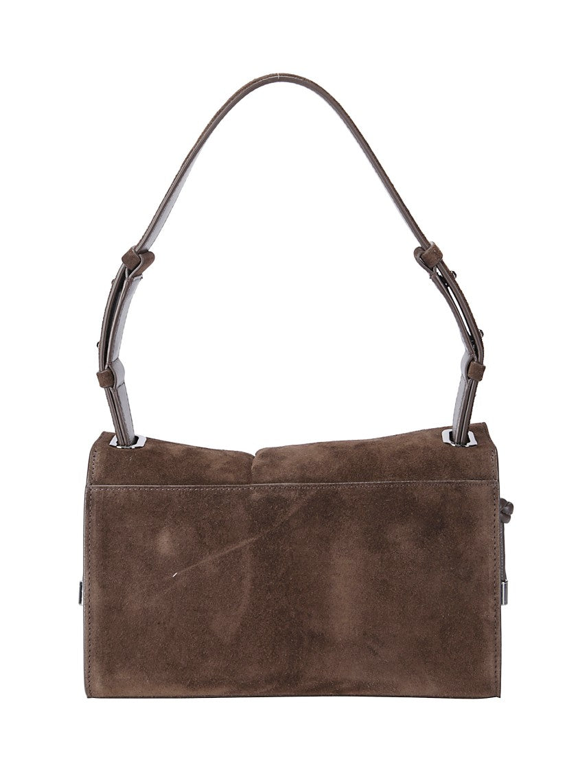 Christian Louboutin Suede Shoulder Bag With Drawstring Closure