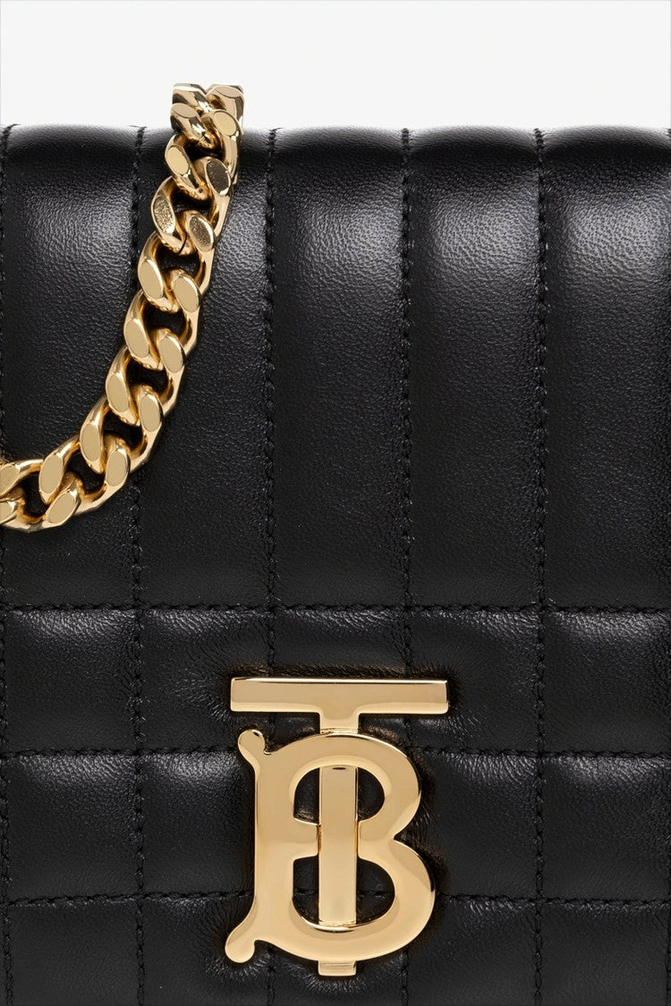 Burberry Quilted Black Lambskin Shoulder Bag With Chain Strap